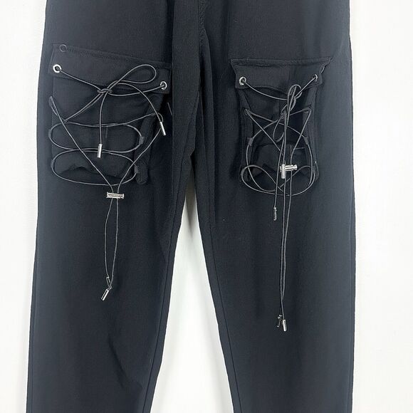 MANIERE DE VOIR dungee LACE-UP CARGO PANTS - BLACK US SIZE 8 Grunge - Picture 7 of 14
